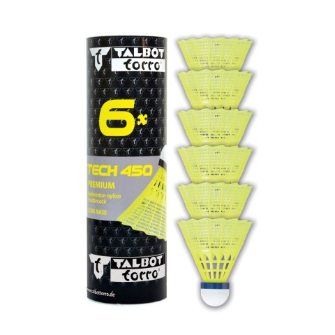 Lotki do Badmintona TALBOLT TORRO Tech 450 Medium 6 Szt Żółte Tuba