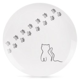 Talerzyk Deserowy Porcelanowy 20,5 cm Kotek Biały Talerz dla Dzieci