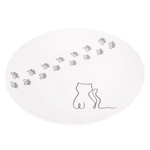 Talerzyk Deserowy Porcelanowy 20,5 cm Kotek Biały Talerz dla Dzieci