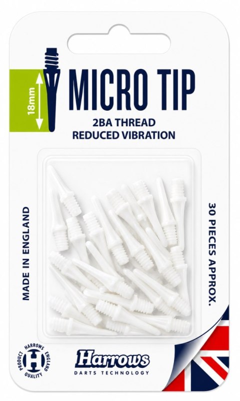 Groty Końcówki do Lotek Darta Plastikowe Białe Soft HARROWS T93-B Micro