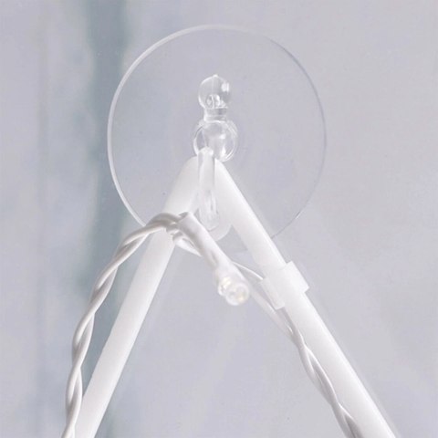 Mikołaj Świecący LED na Okno 42 cm 24 LED Biały na Baterie Przyssawka